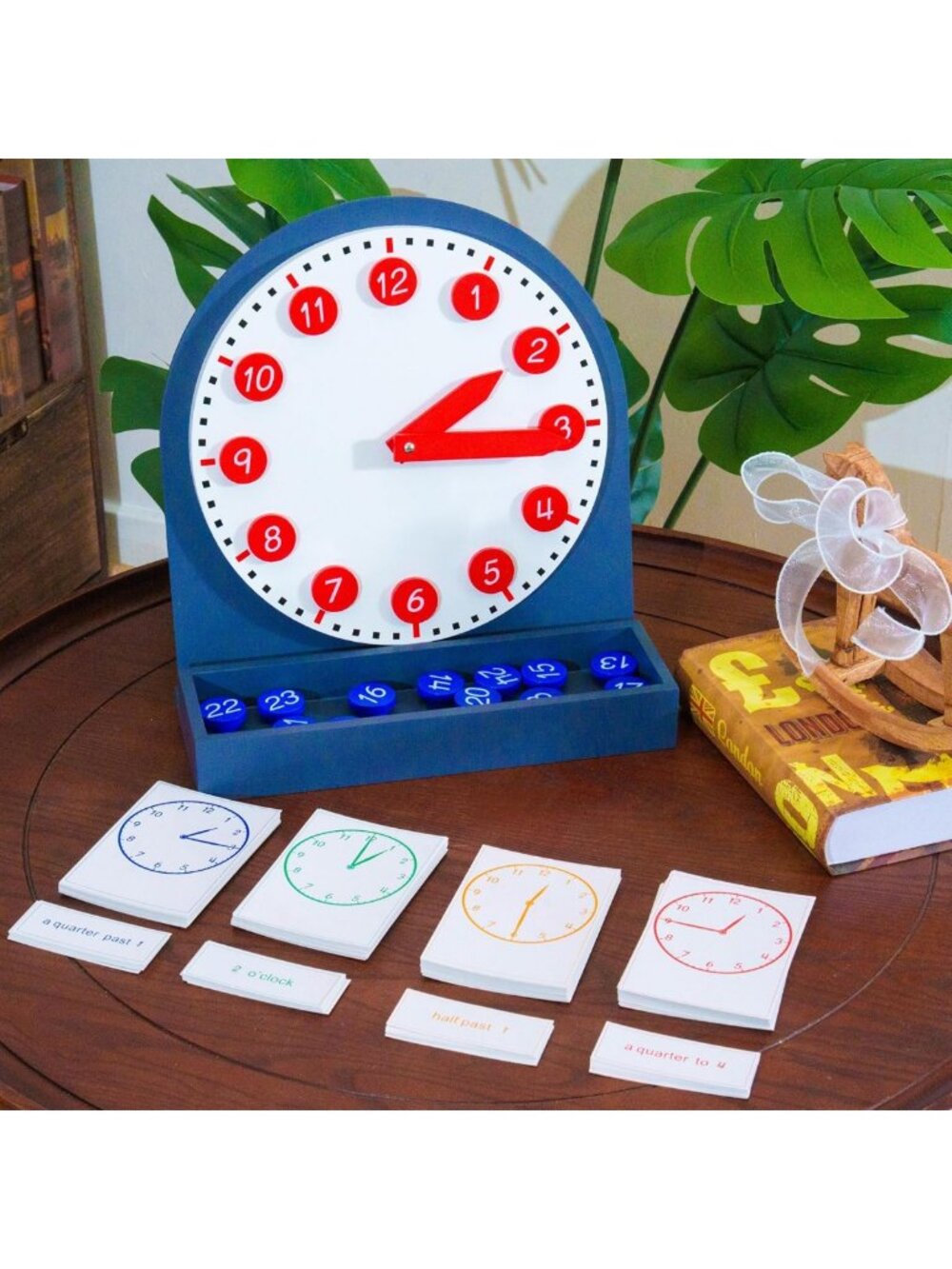 Montessori Learning Clock - 12" Beechwood Teaching Tool with Movable Hands